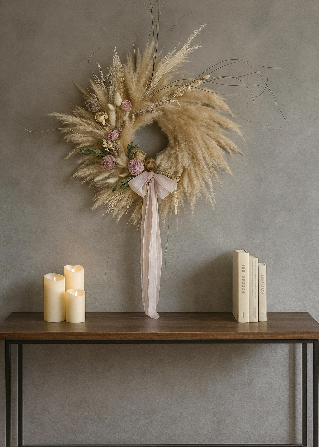Pink Pampas Grass Wreath