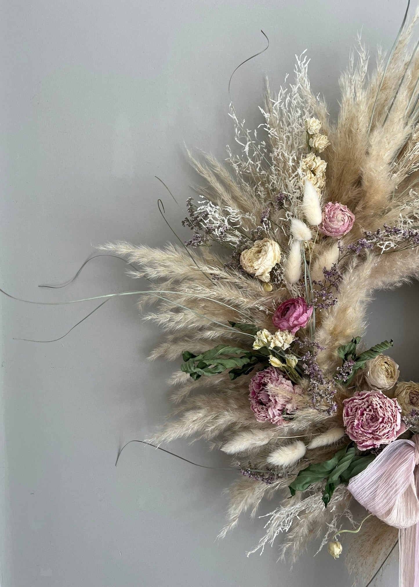 Pink Pampas Grass Wreath