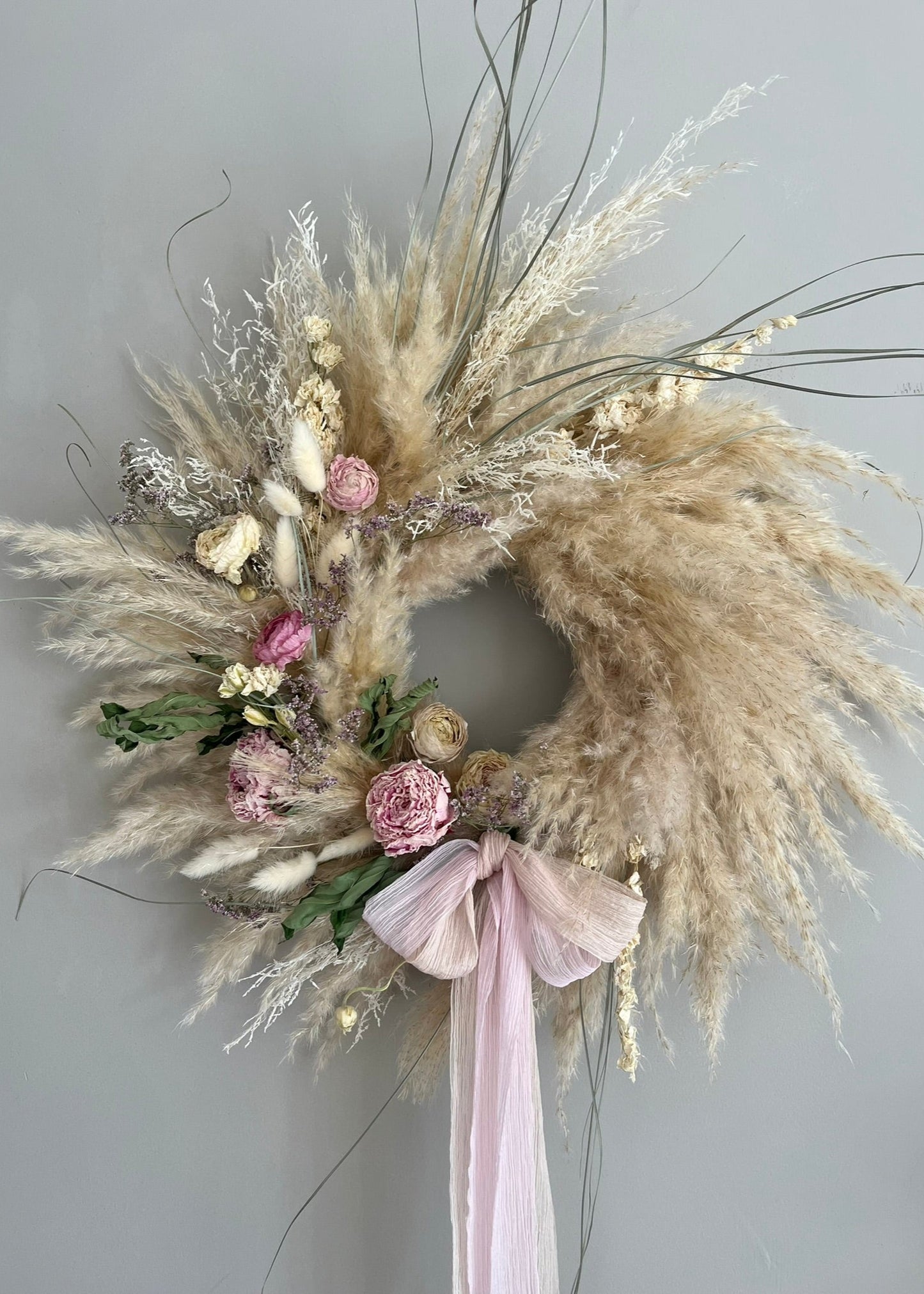 Pink Pampas Grass Wreath
