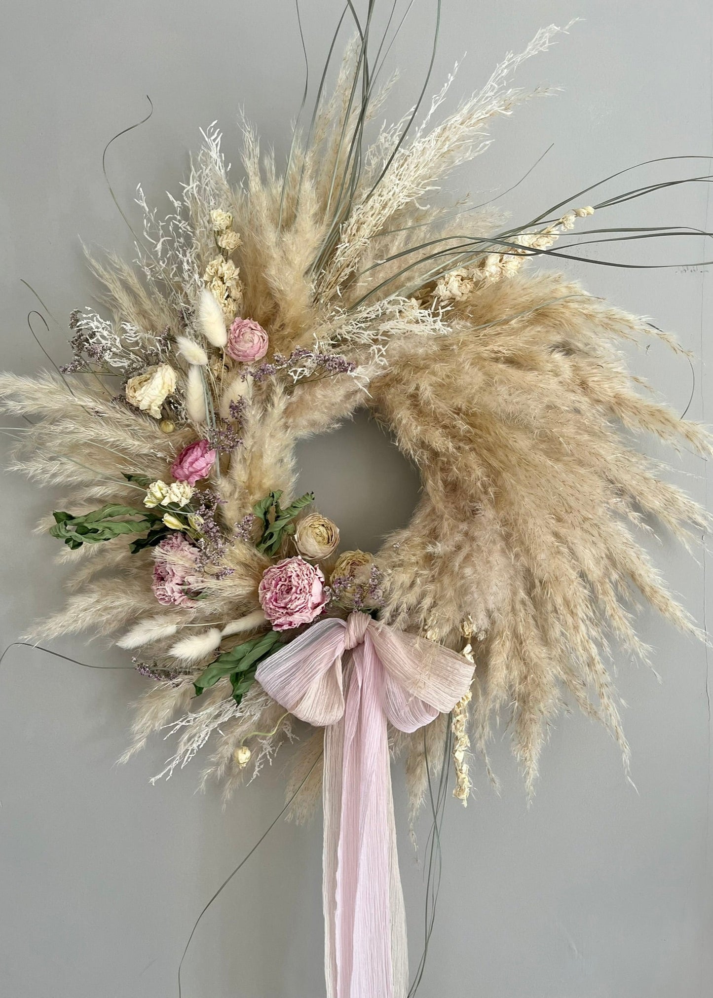 Pink Pampas Grass Wreath