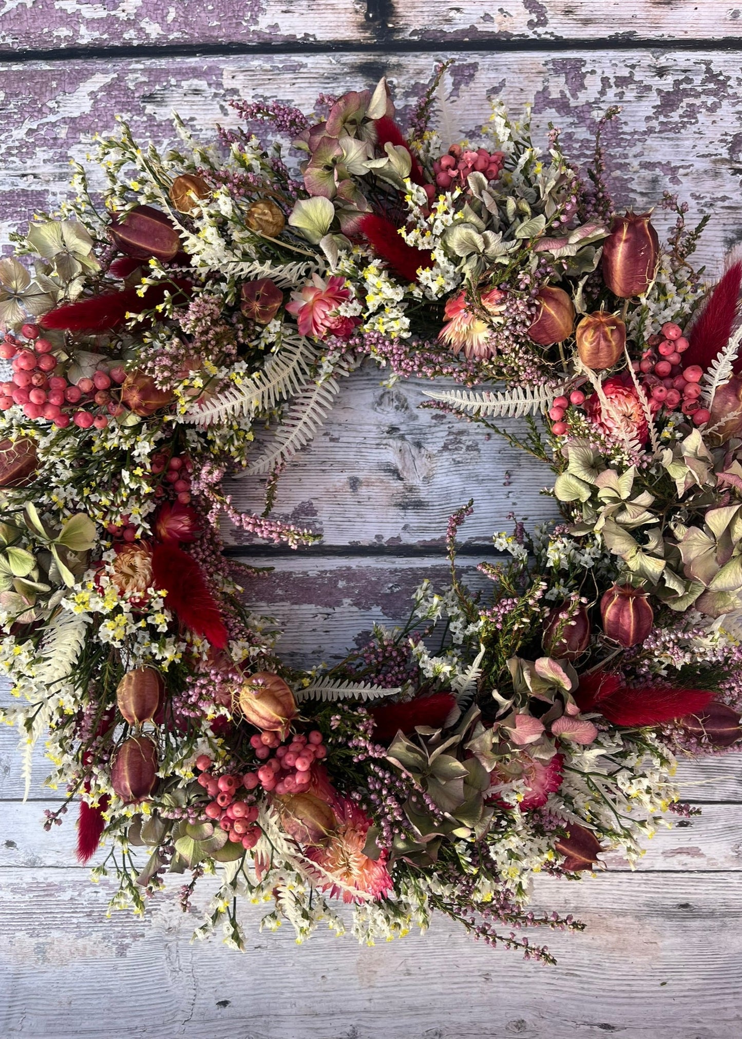 dried flower wreath perfect for a Christmas present or as a gift for friend.