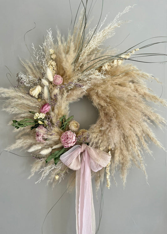 Pink Pampas Grass Wreath