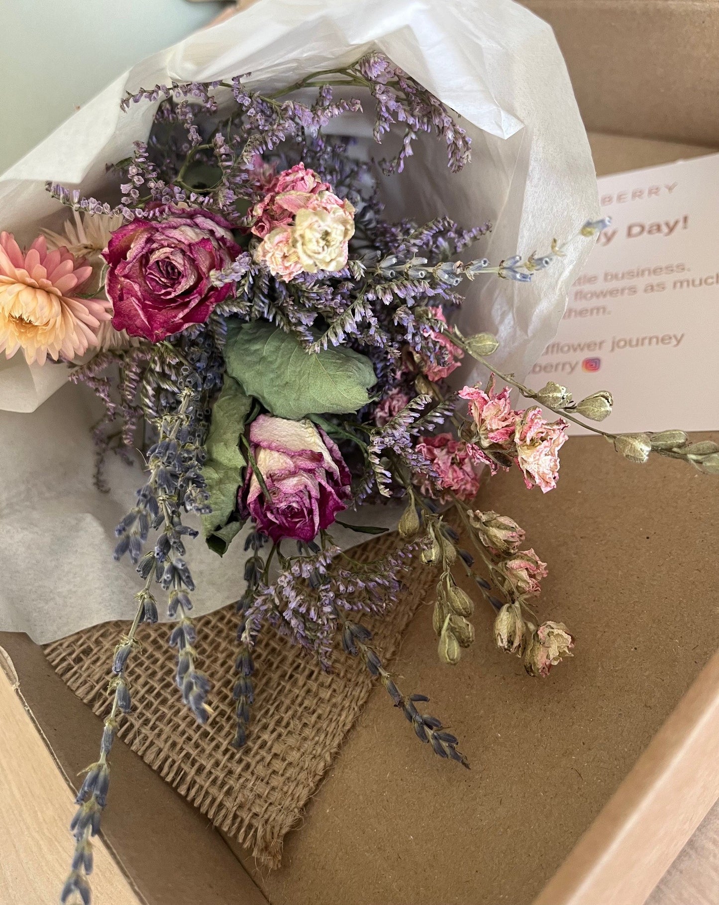 Letterbox Bouquet - Pink and Lavender