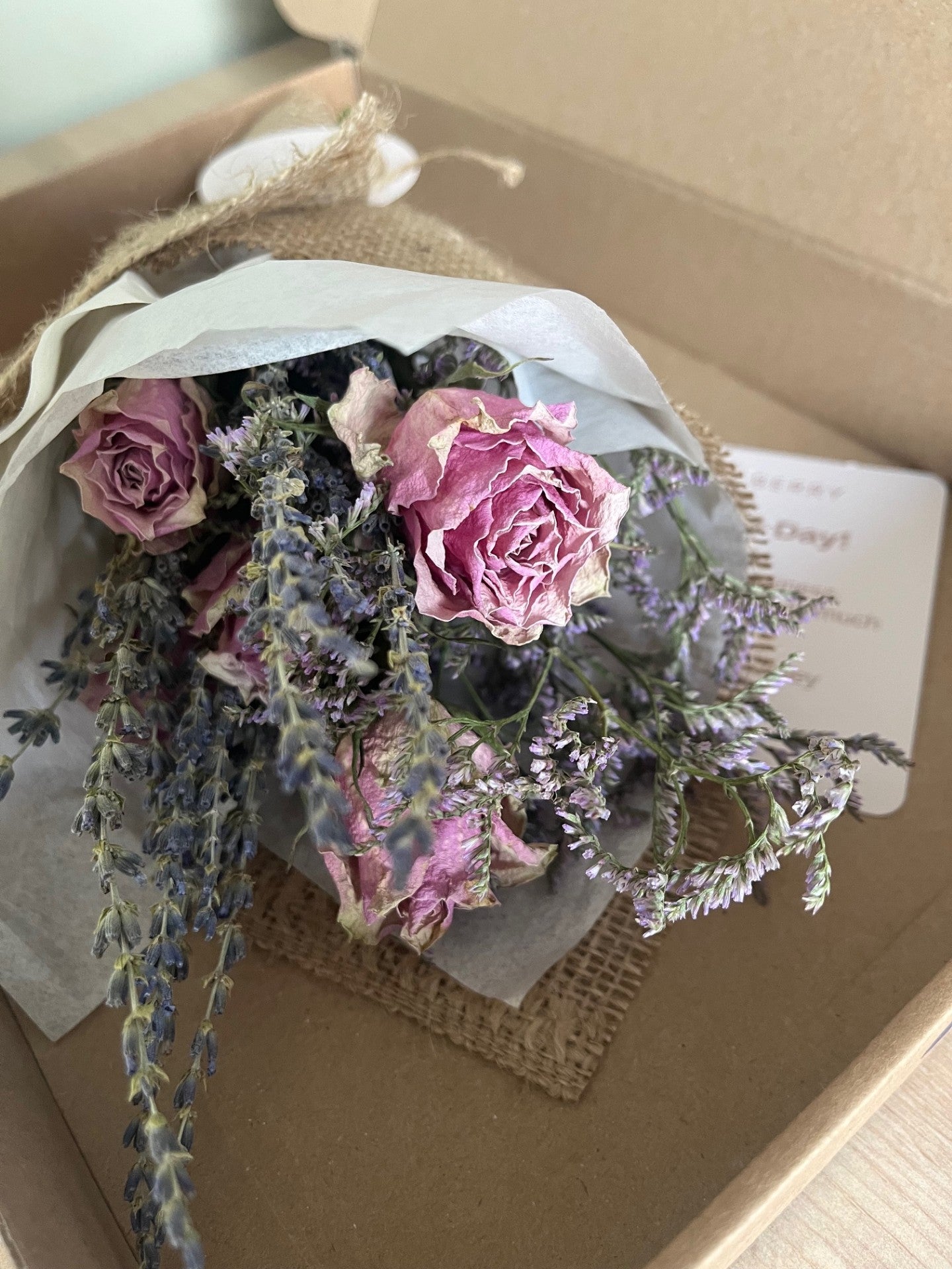 Letterbox Bouquet - Roses and Lavender