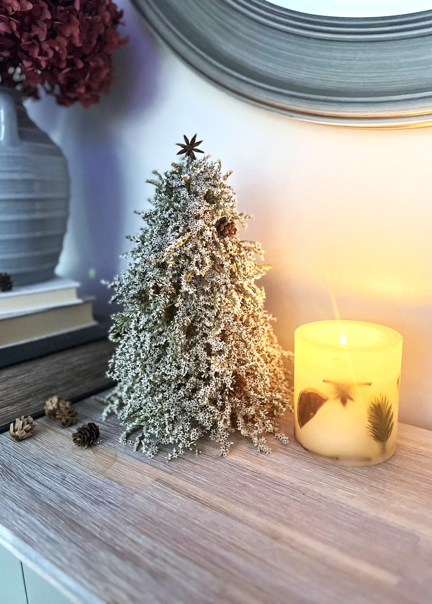 pretty large white christmas tree for console dec