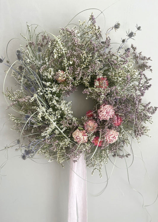 Pink & Lilac Dried Flower Wreath