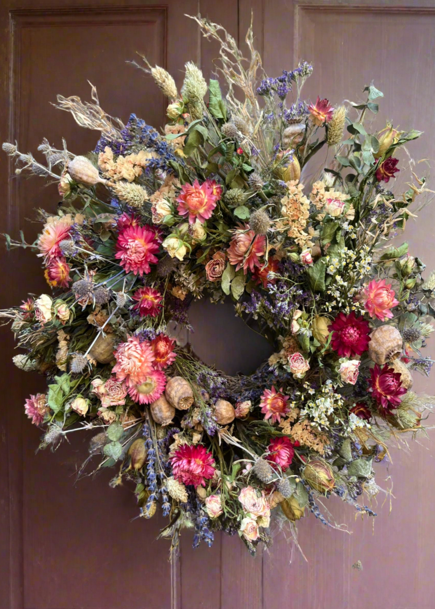 dried summer wreath perfect for a wall or front door