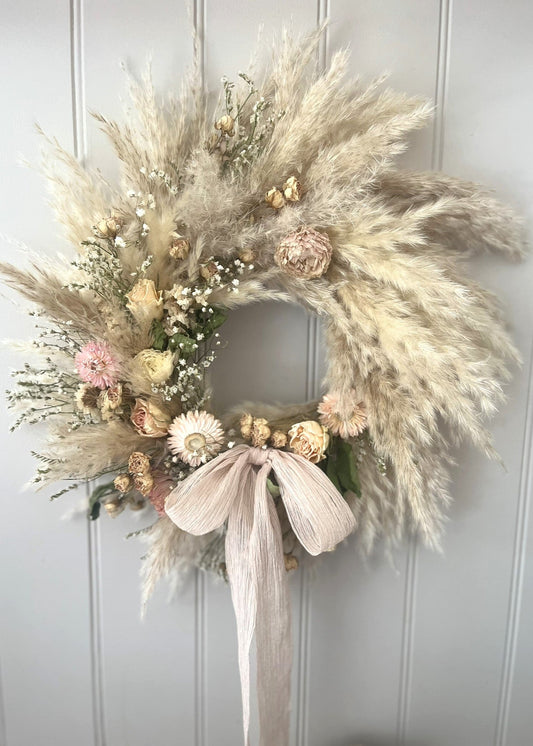 Rose Pampas Grass Wreath